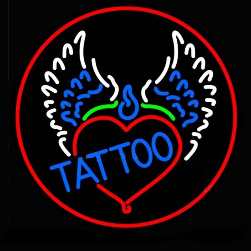 Tattoo & Piercing Round Neon Sign